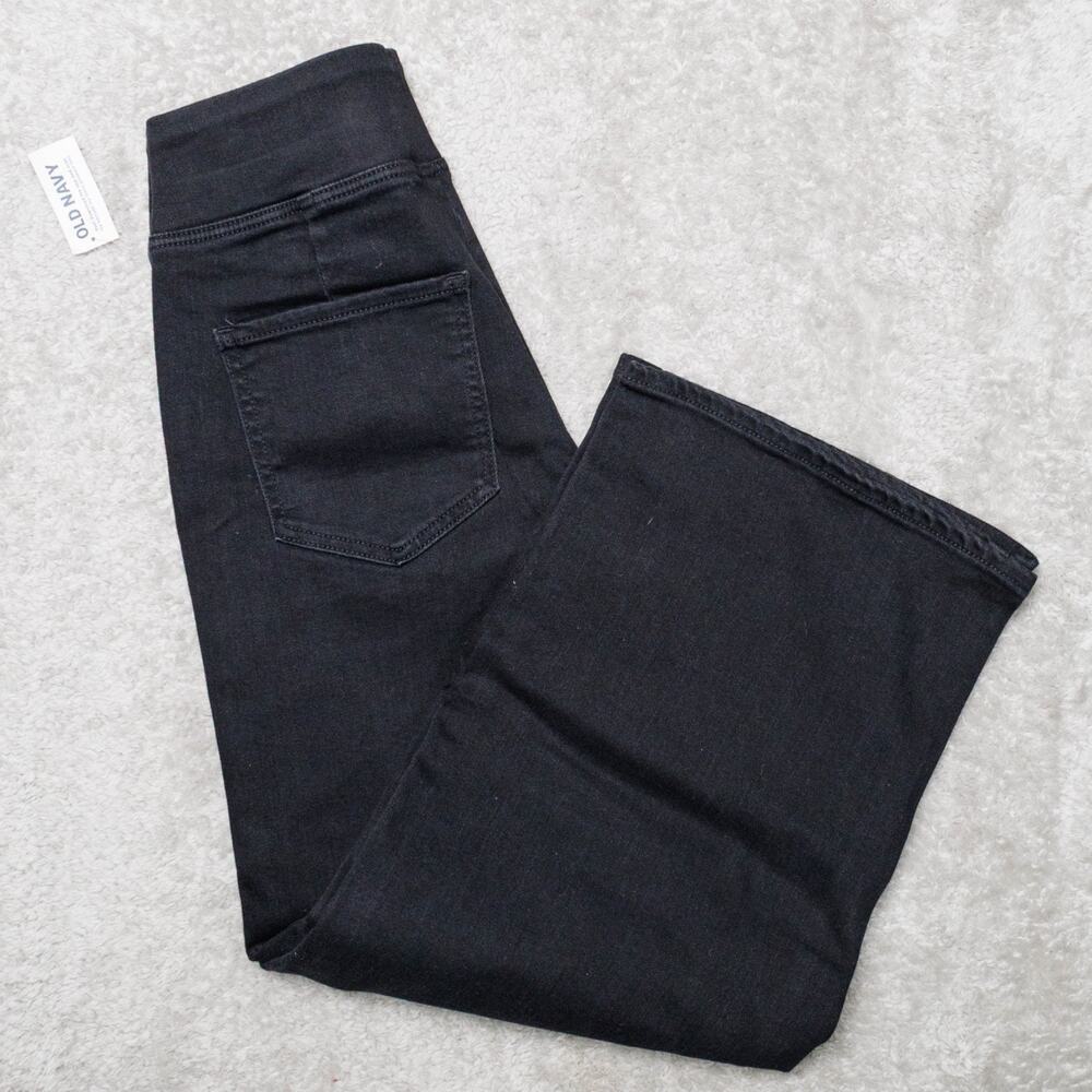 Old Navy Weekender Pull On Cropped Jeans Black Coast Denim Womens Size 8 NWT